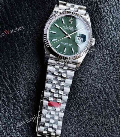 VS Factory Rolex Datejust 36mm 3235 Movement Green Face SS Jubilee Band Watch